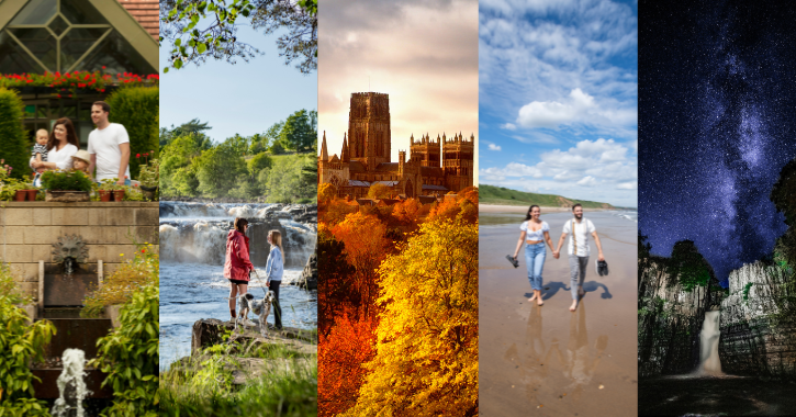 Collage of images showing different outdoor activities in County Durham.